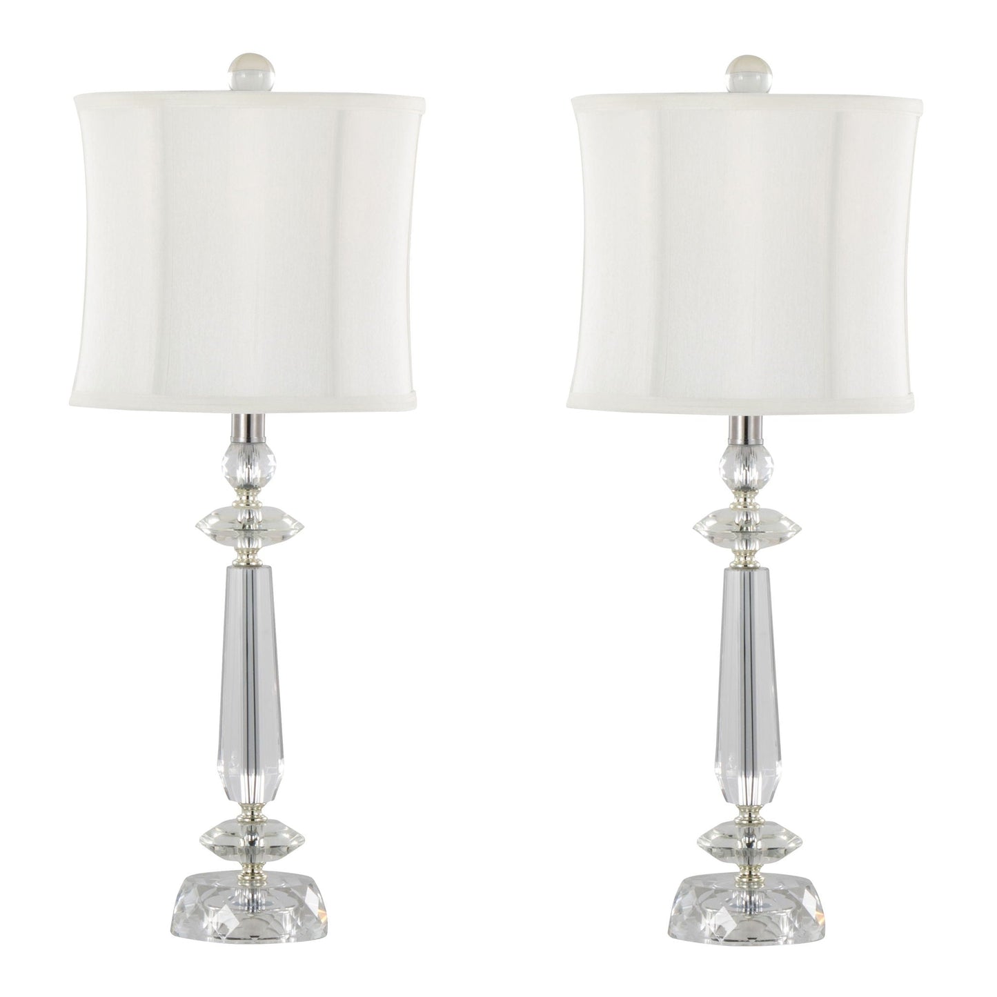 Karat - Contemporary Crystal Table Lamp (Set of 2) - Clear Crystal / Chrome / White Softback