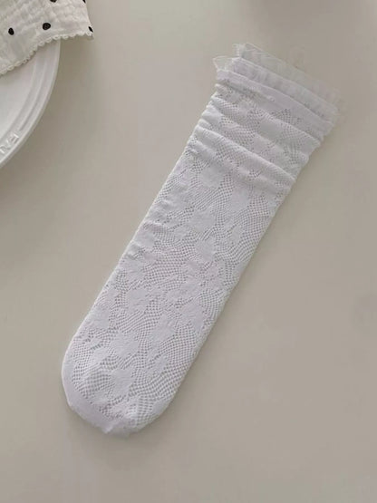 Lace Fishnet Mid-Calf Socks