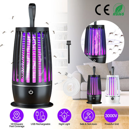 Rechargeable Mosquito Killer Lamp Bug Zapper with Night Light Strap Mosquito Catcher with Max 1615Square Feet Range UV Light for Indoor Outdoor