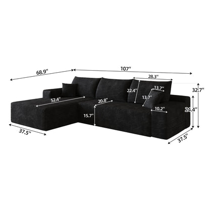 107" Cloud Sectional Couch with L-Shape Chaise
