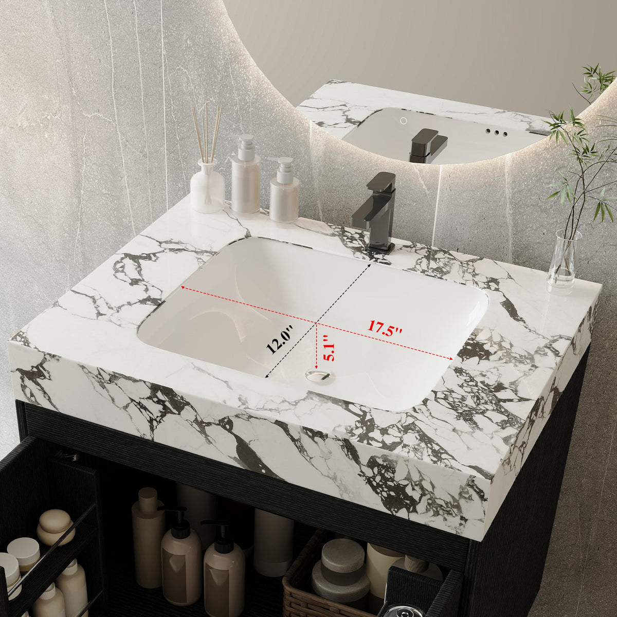 Contemporary Free-standing Bathroom Vanity with Faux Marble Top