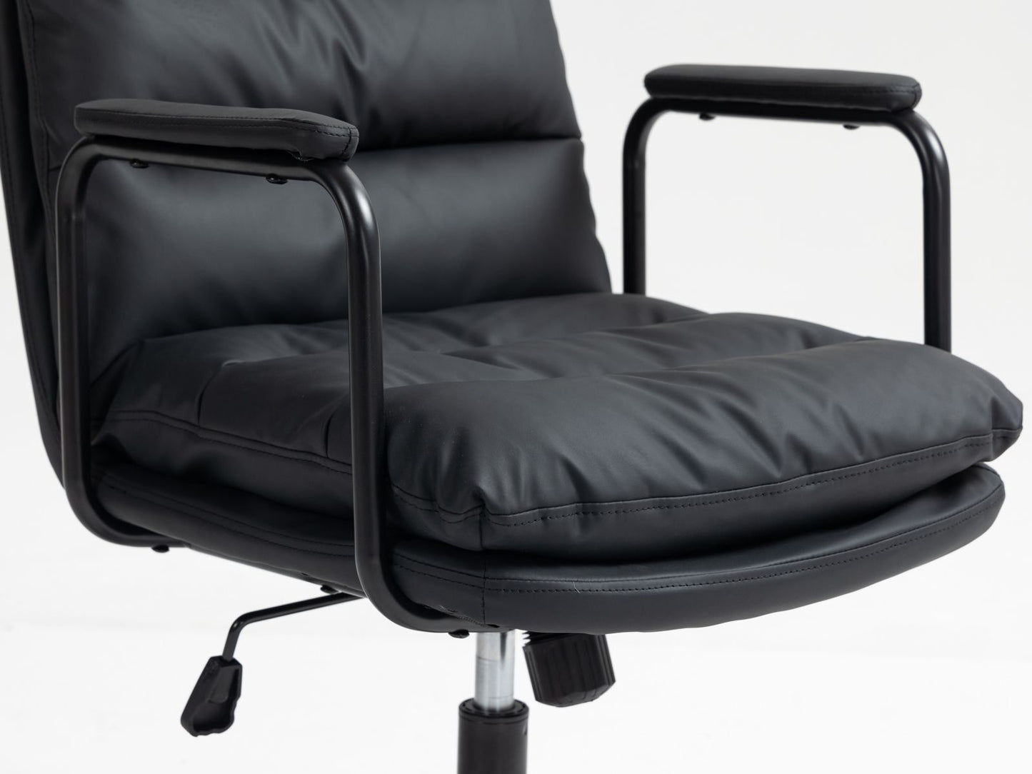 Office Chair, Mid Back Home Office Desk Task Chair With Wheels And Arms Ergonomic Computer Rolling Swivel Chair With Padded Armrest
