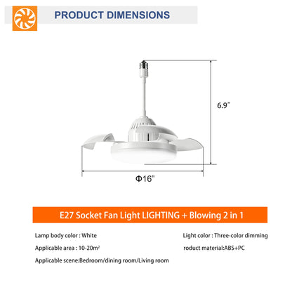 Bulb-Type Small Ceiling Fan with Retractable Blades and Remote Control