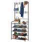 Entryway Coat Hat Rack Shoe Storage Shelf 5 Tier Shoe Rack Freestanding Hall Tree Garment Hanger Stand Clothes Shoe Organizer Combo