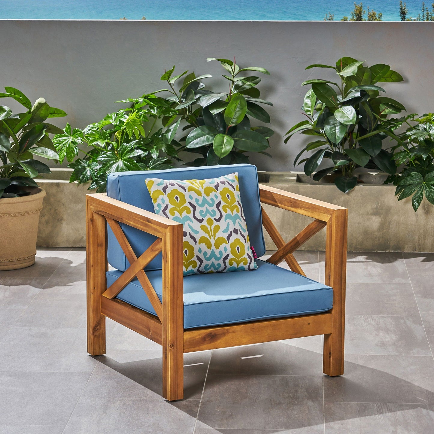 Brava Mid-Century Modern Club Chair with Water Resistant Cushions