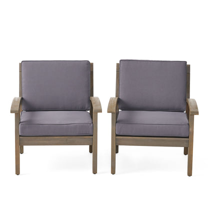 Peyton Club Chair Outdoor Seating Acacia Wood Dark Gray