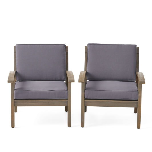 Peyton Club Chair Outdoor Seating Acacia Wood Dark Gray