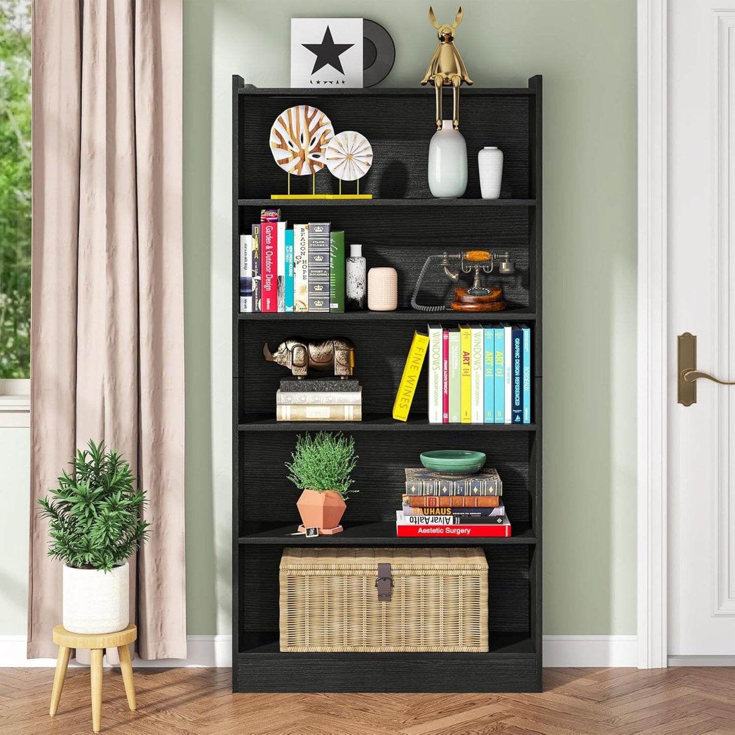 Library Bookshelf With Storage For Living Room