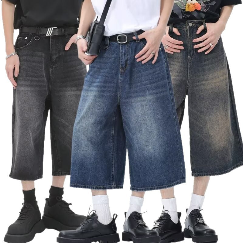 Summer Mens Capri Pants Trendy Denim ShortsAmerican Style