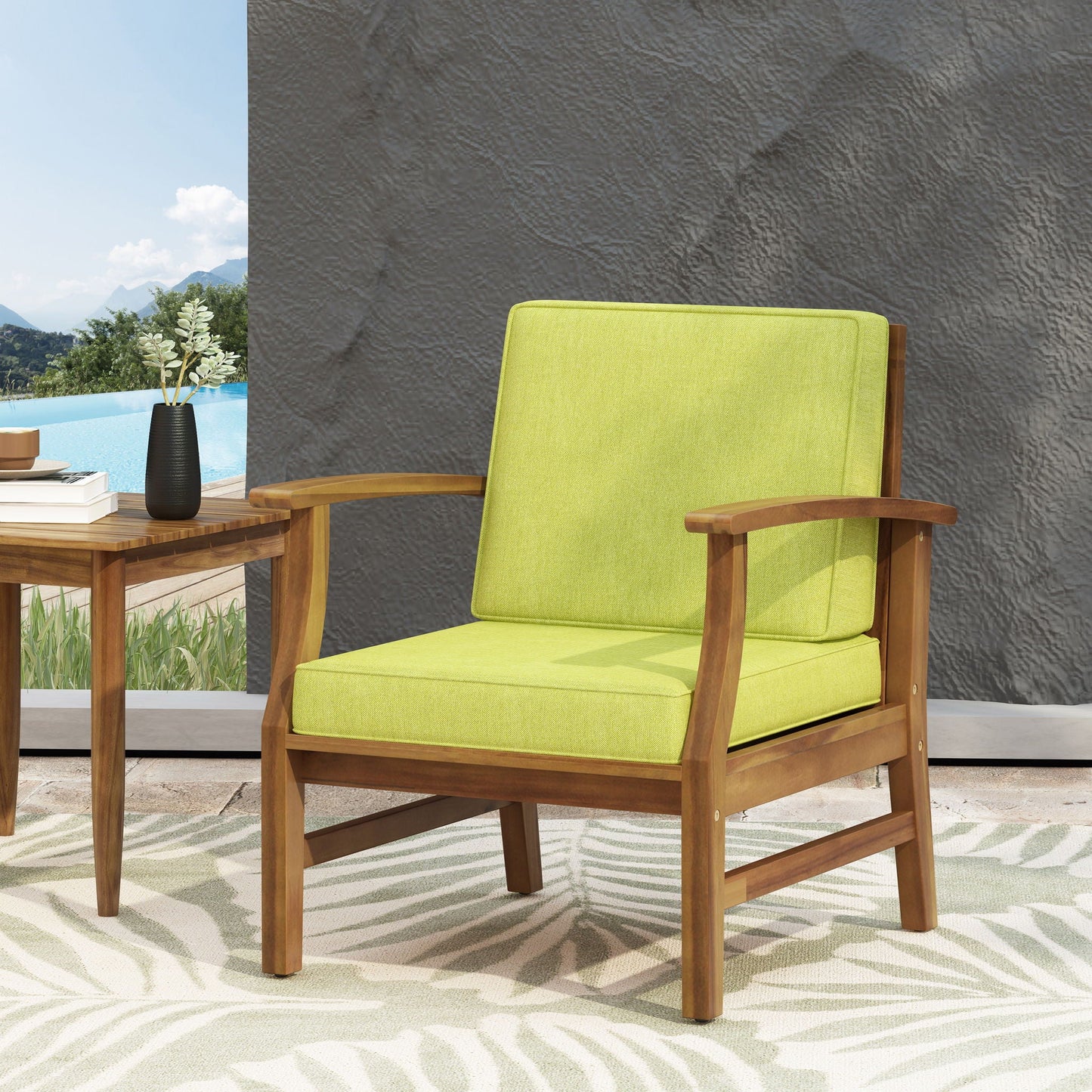 Perla Contemporary Club Chair with Water Resistant Cushion