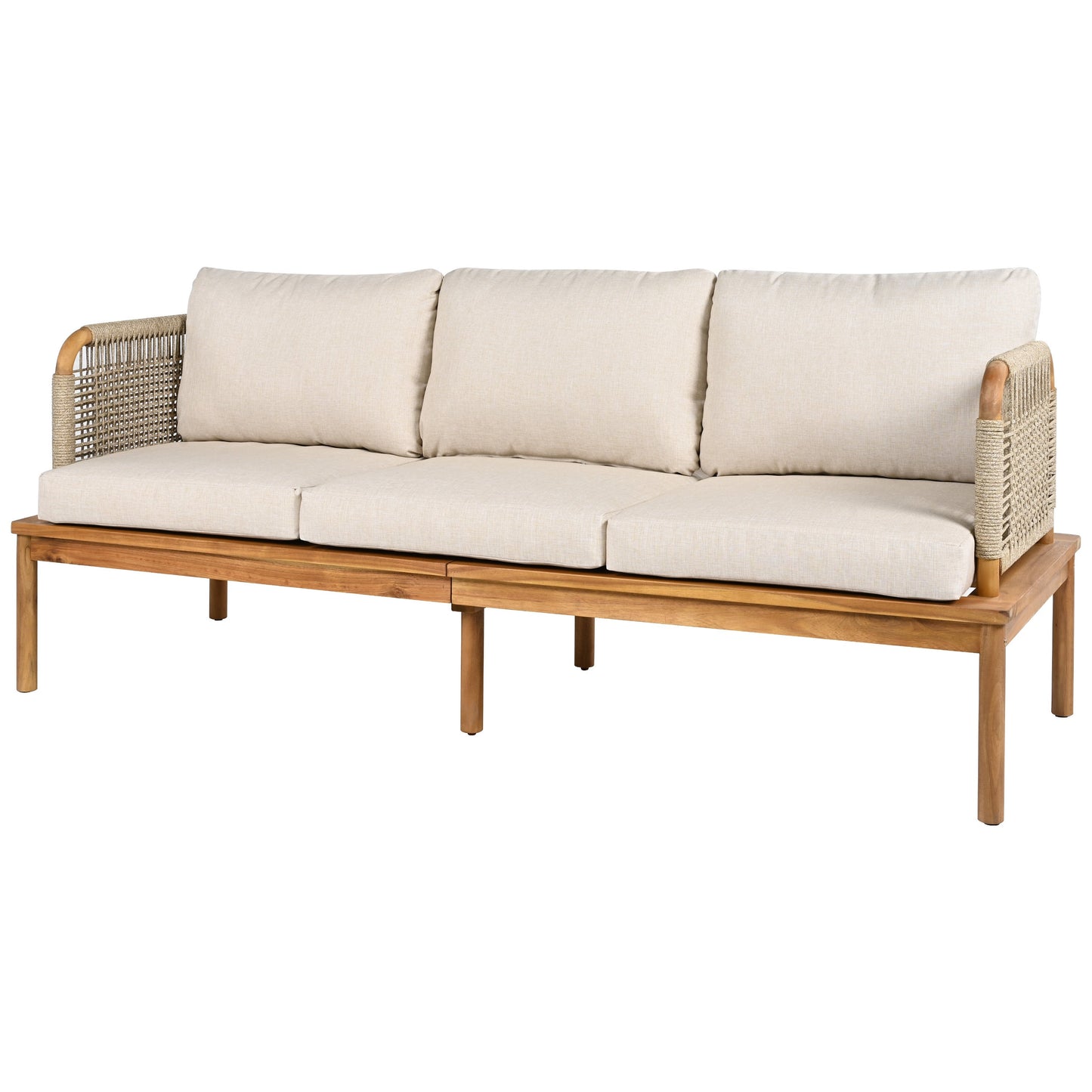 Outdoor 5-Piece Acacia Wood and Rope Patio Sofa Set