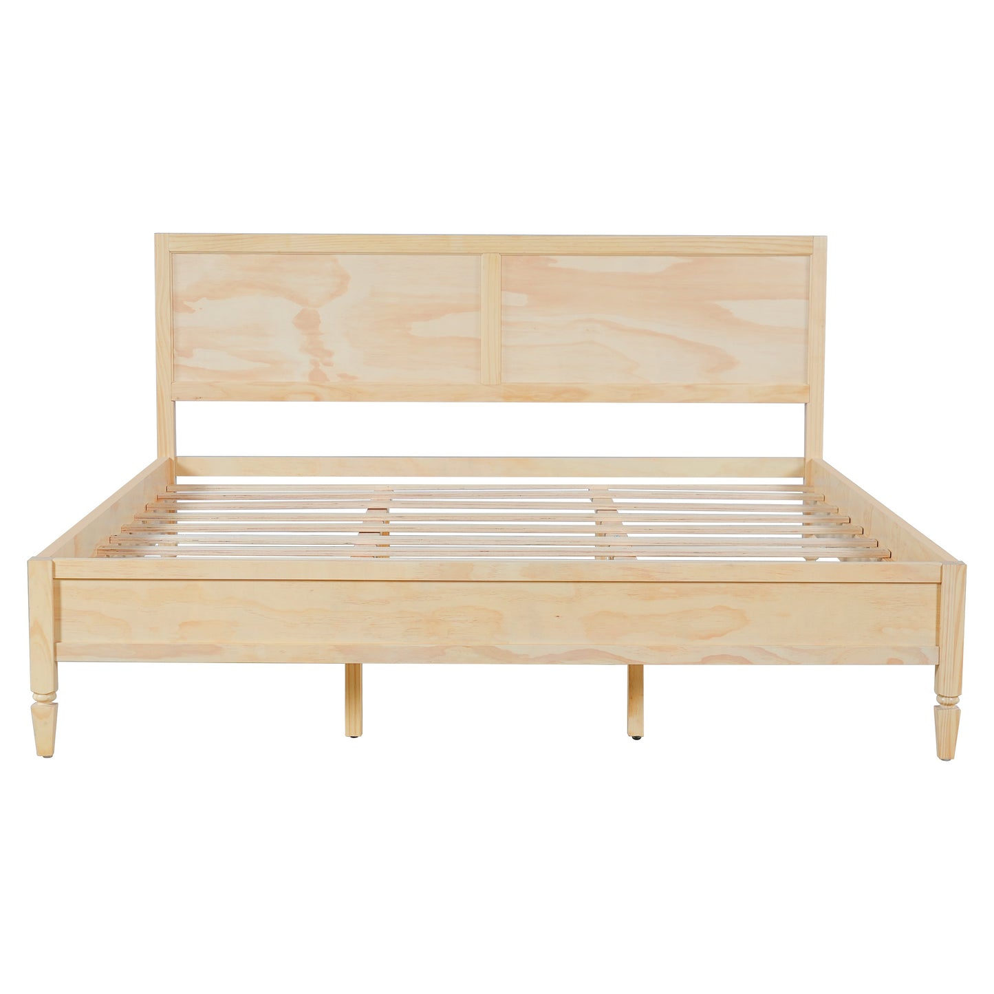 King Size Wood Platform Bed Frame with Classic Panel Headboard