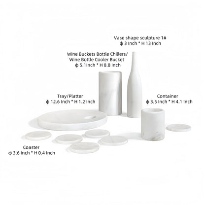 10 Pieces Luxury Natural Marble Dining Room Accessories Set
