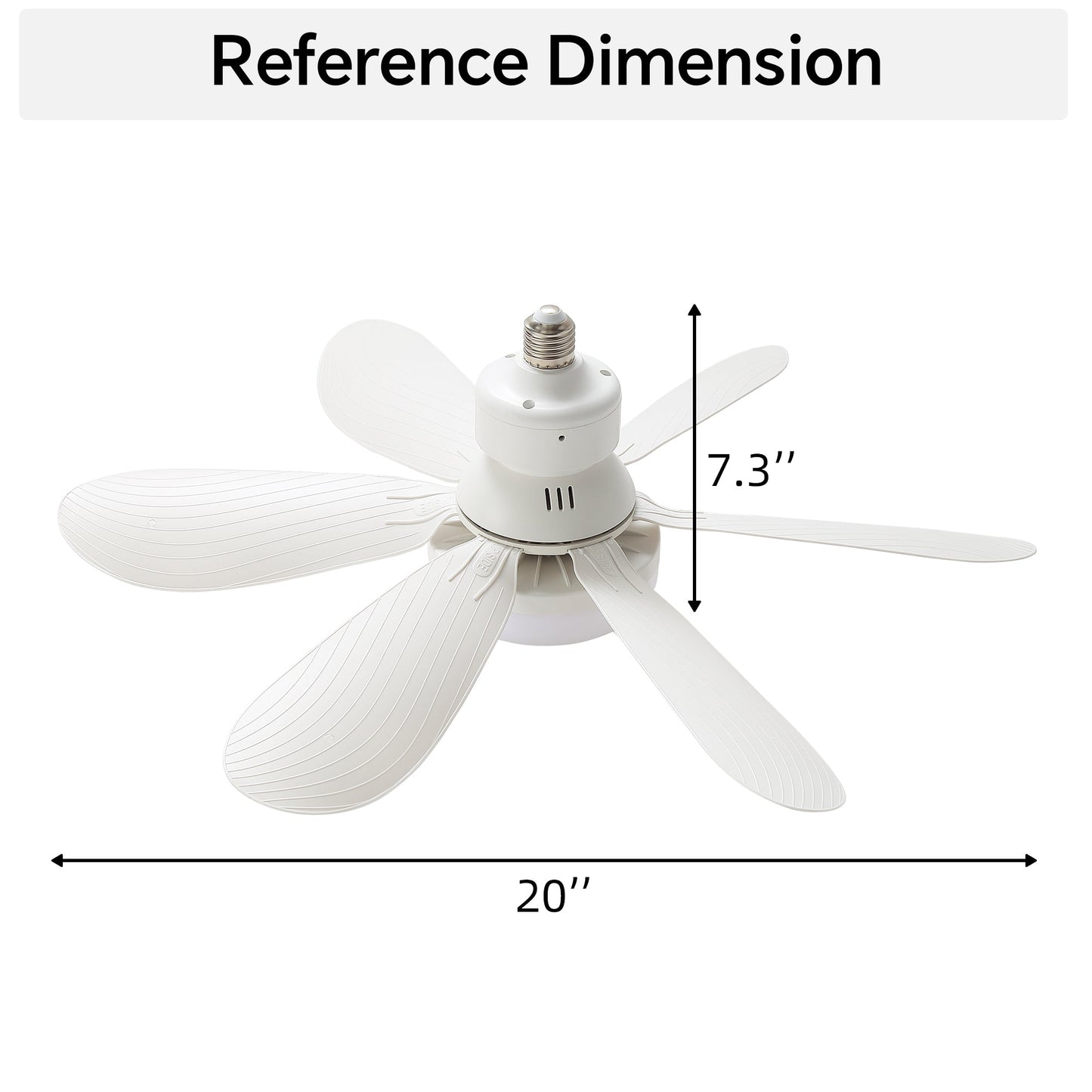 20-Inch Socket Fan Light Portable Ceiling Fan with Light and Remote