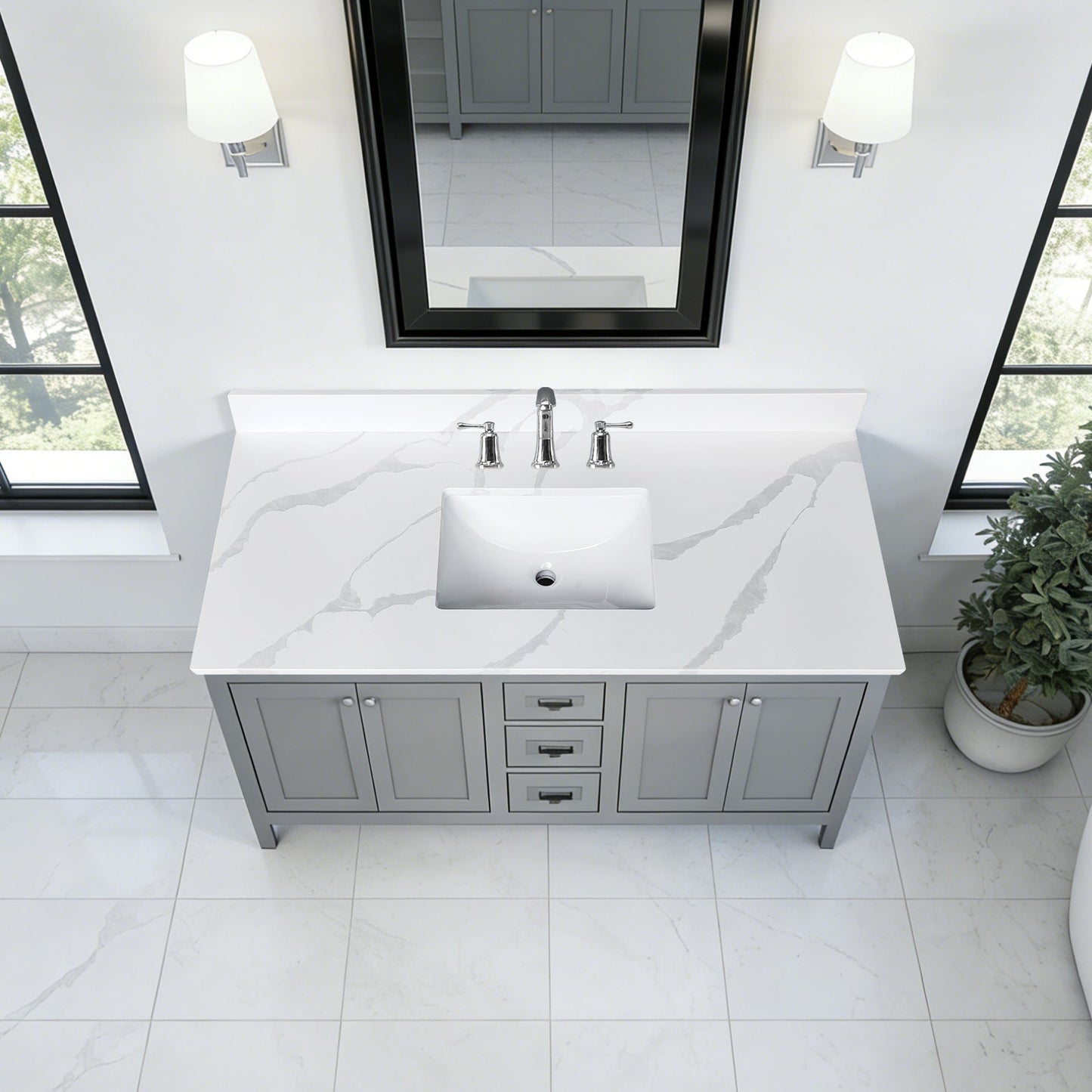 49-Inch Quartz Bathroom Vanity Top