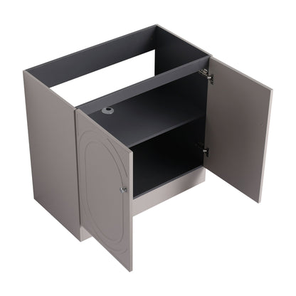 Contemporary Freestanding Bathroom Vanity With Resin Sink & Soft-Close Cabinet Doors