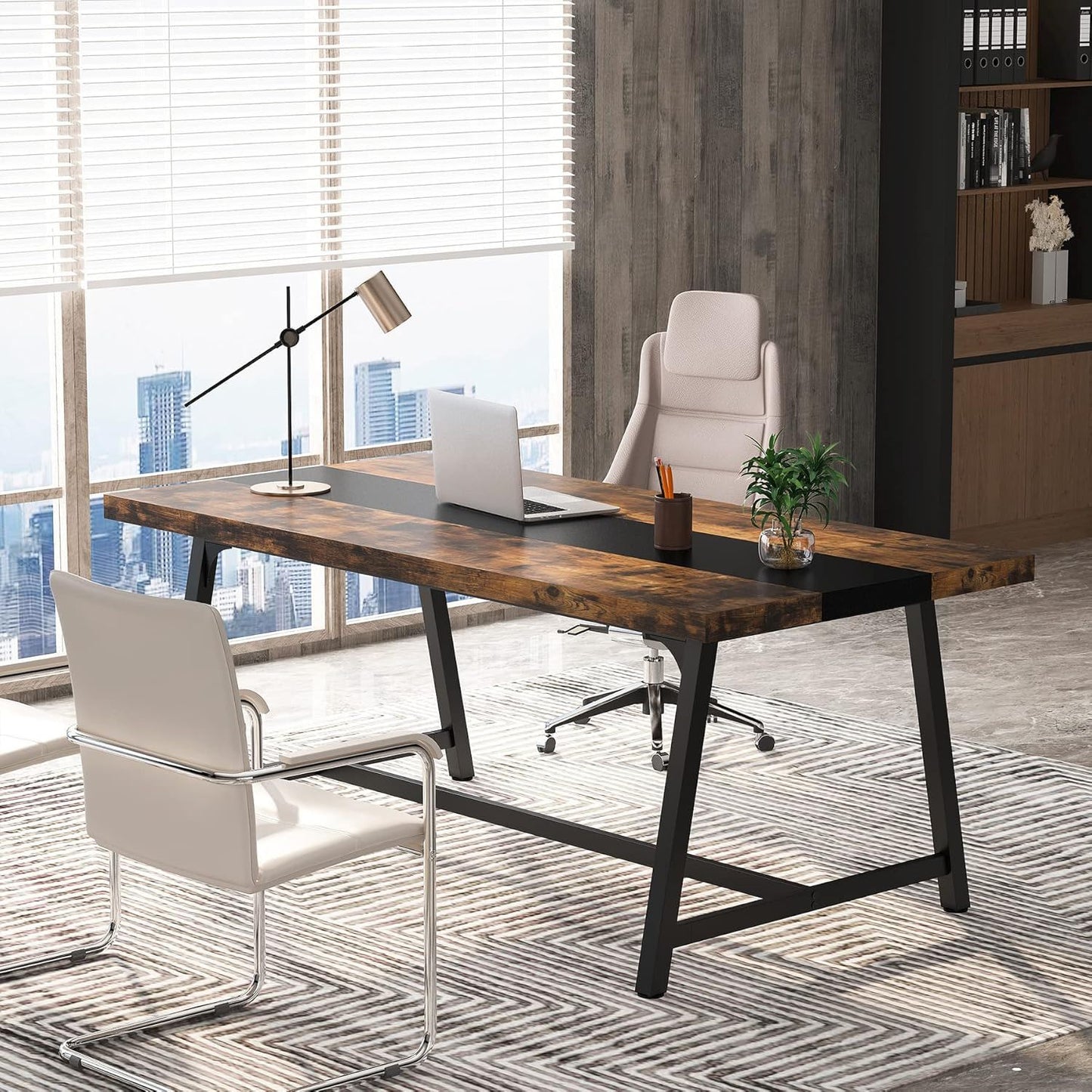 Modern Rectangular Conference Table For 6 - 8 People, Office Executive Desk