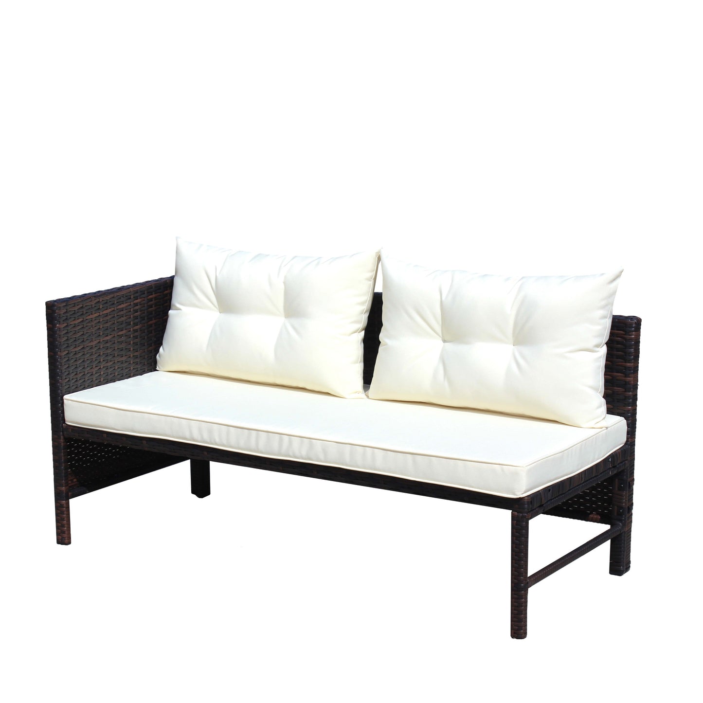 Outdoor Patio Furniture 3-Piece Conversation Set with Wicker Rattan Sectional Sofa