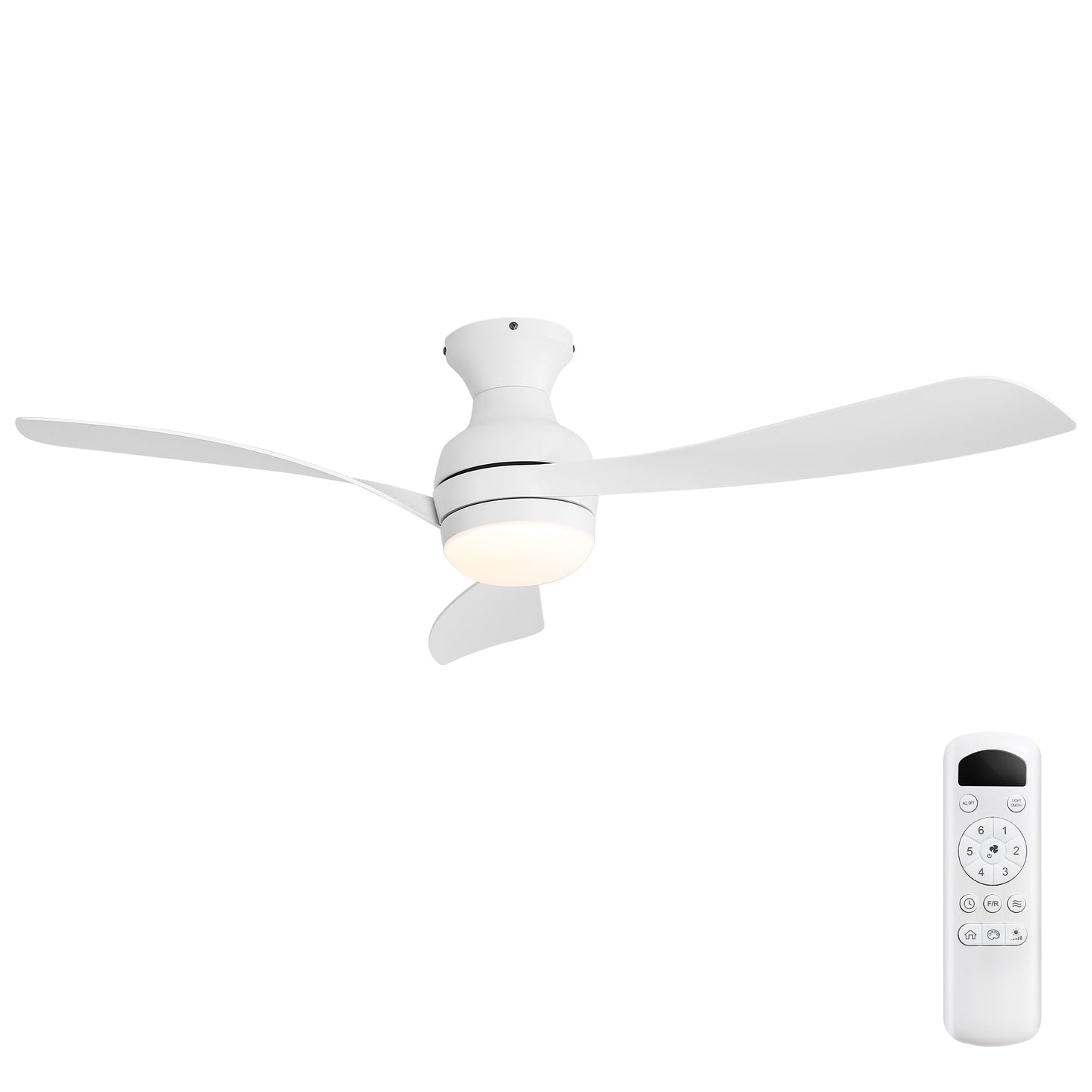 52" Low Profile Ceiling Fan with Lights, Quiet Reversible DC Motor, Dimmable LED