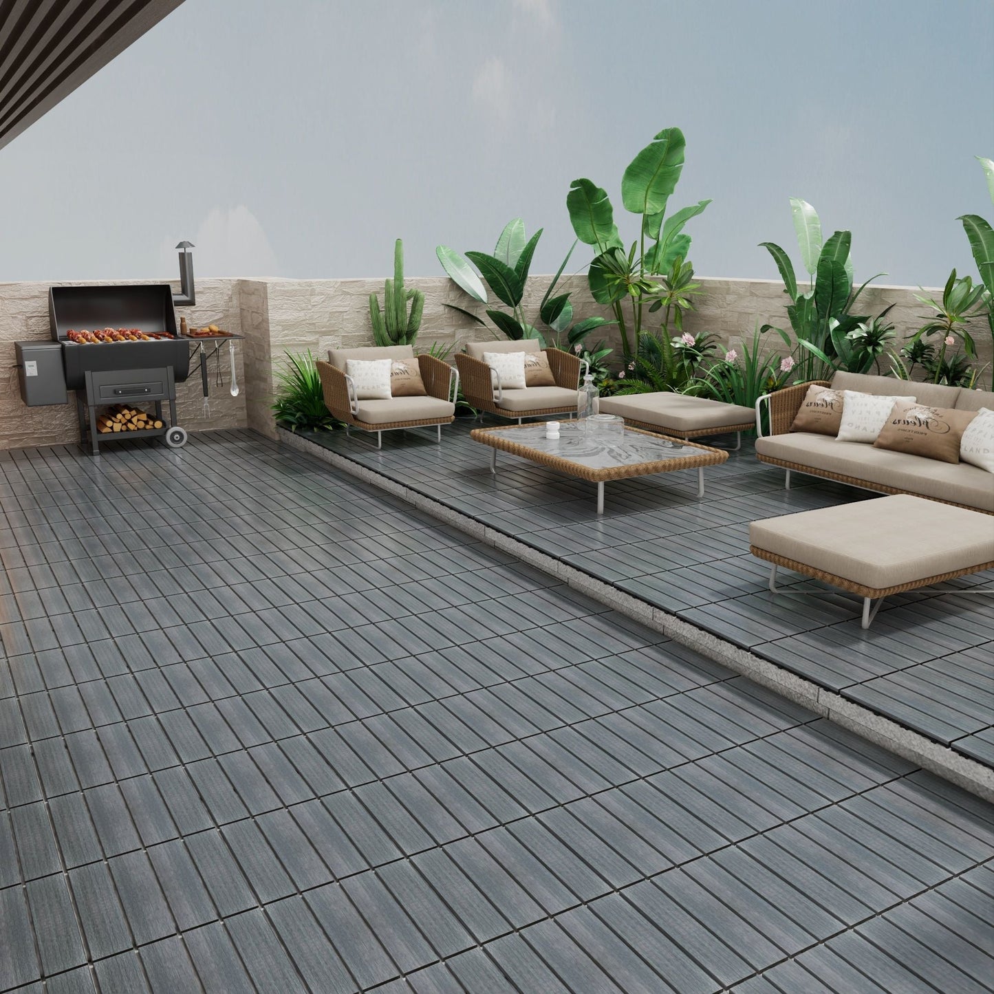 Patio Deck Tiles, Pack Of 22
