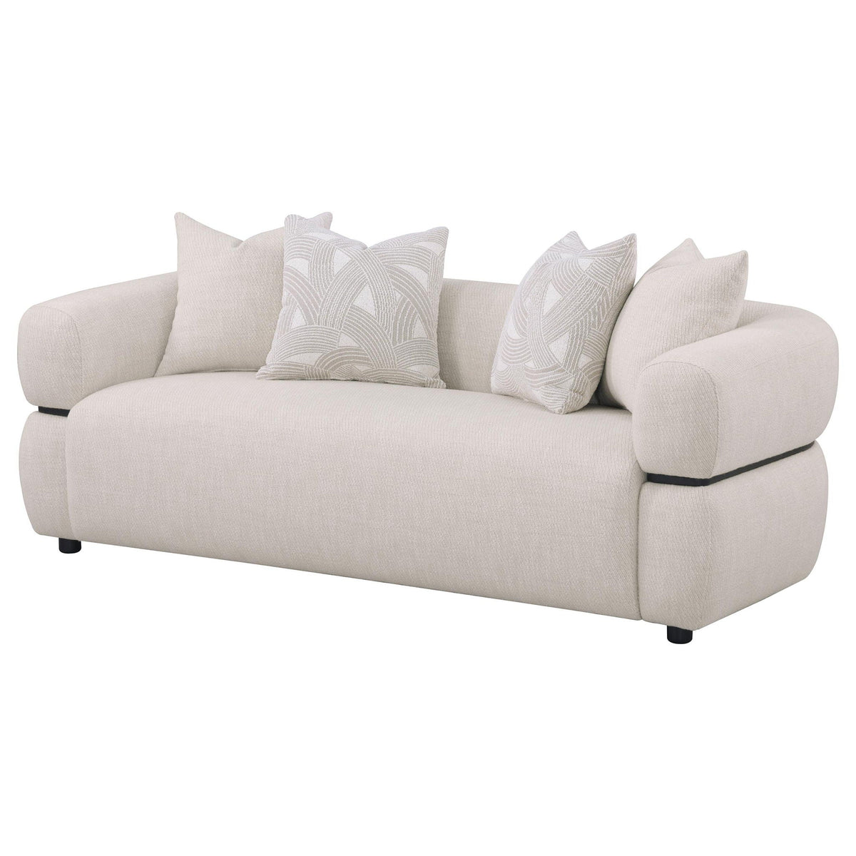 Jeanette 84-inch Fabric Upholstered Round Arm Sofa Beige