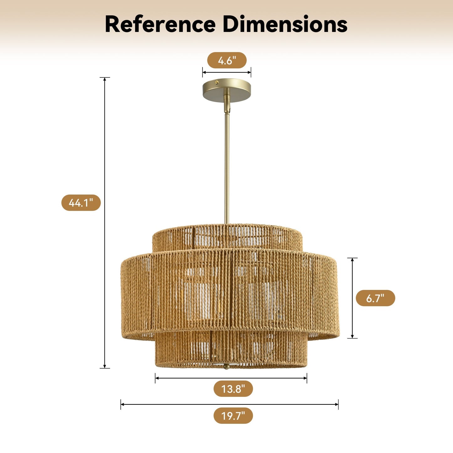 Boho Rattan 3-Light Chandelier