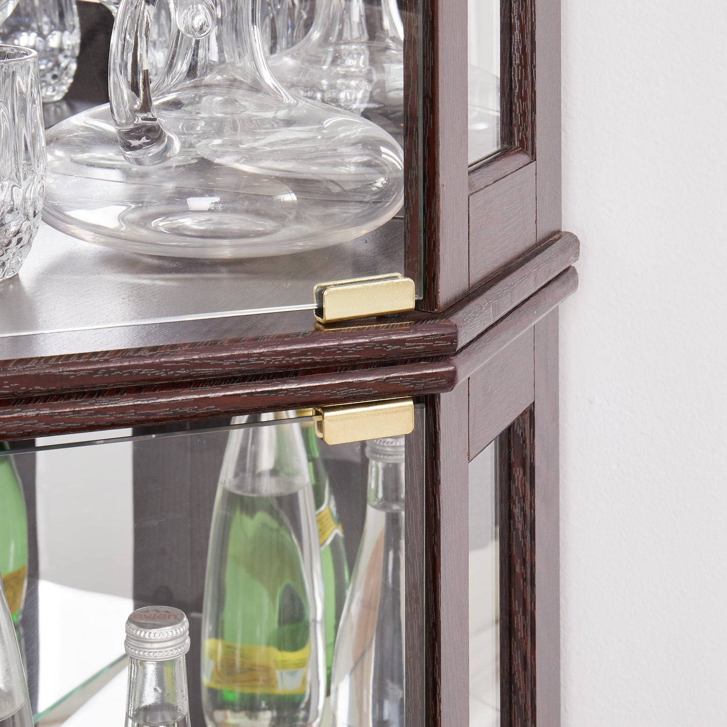 Corner Glass Cabinet Lighted Curio Cabinet in Dark Cherry
