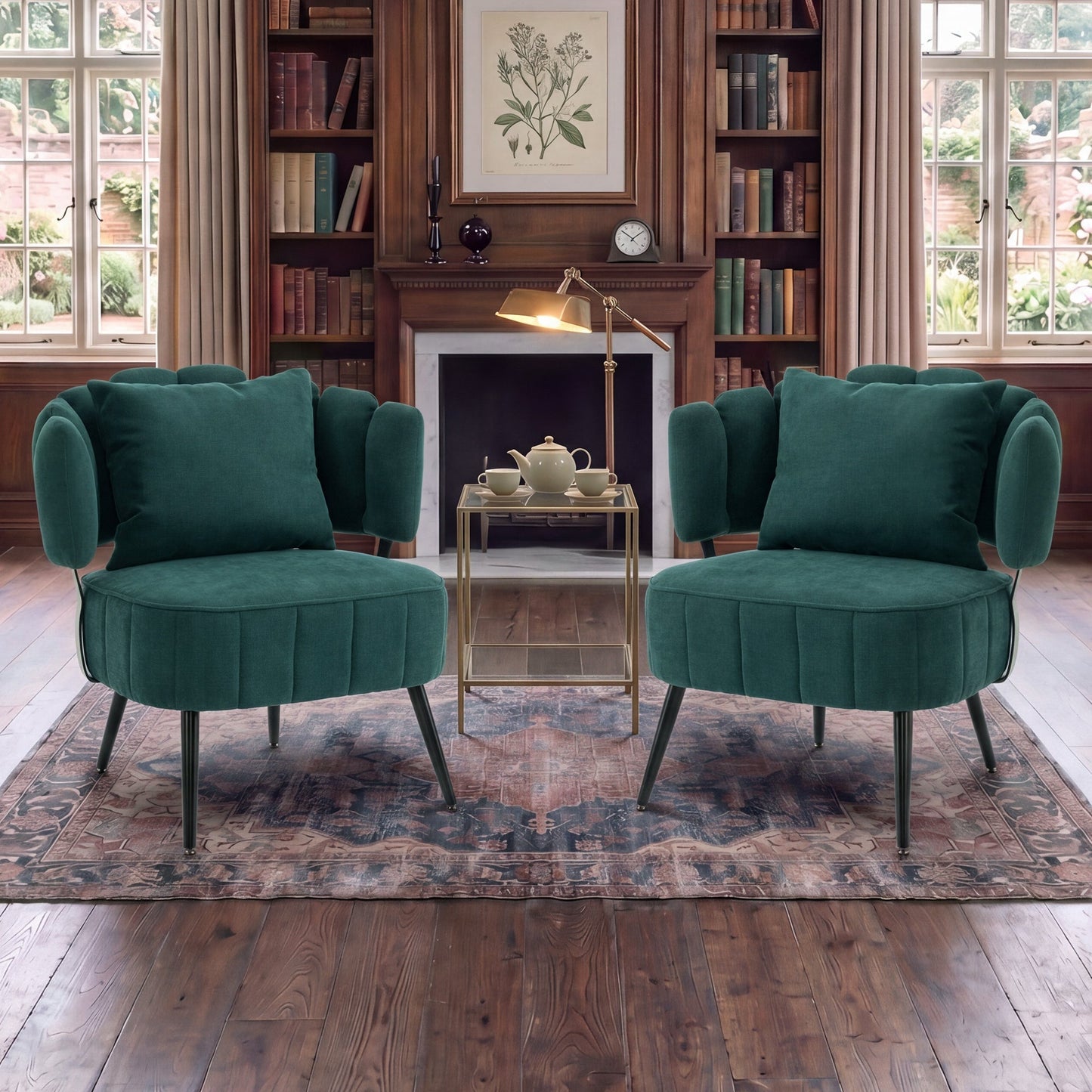 Decorative Chenille Armchair with Spring Seat Cushion