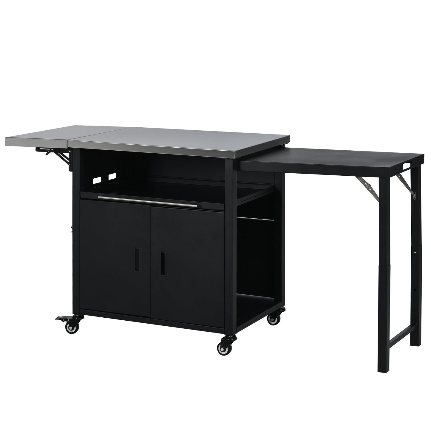 Foldable Outdoor Prep Station BBQ Cart Patio Dining Cart