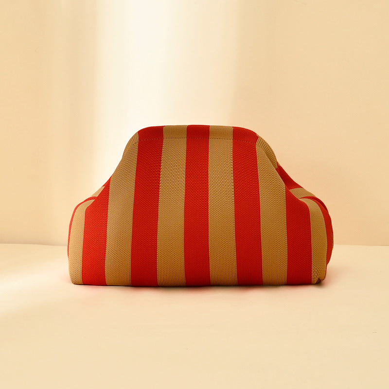 Womens Knitted Bag Striped Clutch