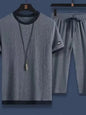 Men's Plus Size Round Neck Short Sleeve Top and Shorts Set