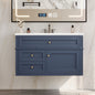 36" Wall Mounted Bathroom Vanity with Ceramic Sink and Storage