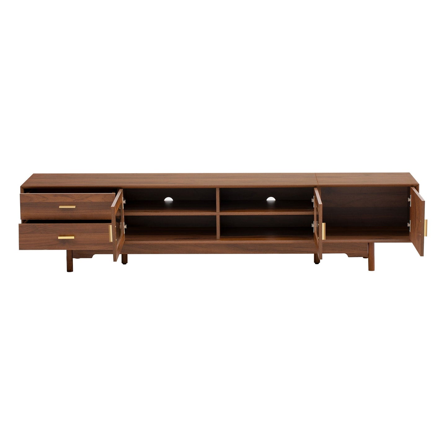 Modern TV Stand With Fluted Glass Doors & 2 Drawers