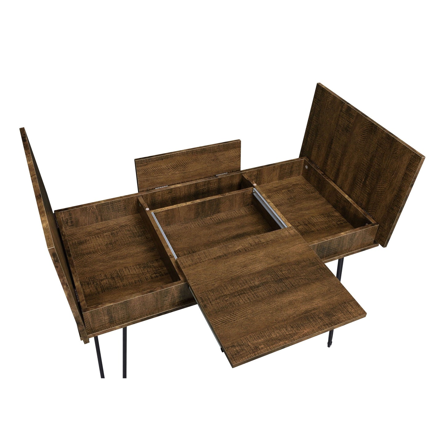 Writing Desk With 4 Hidden Storages - Brown