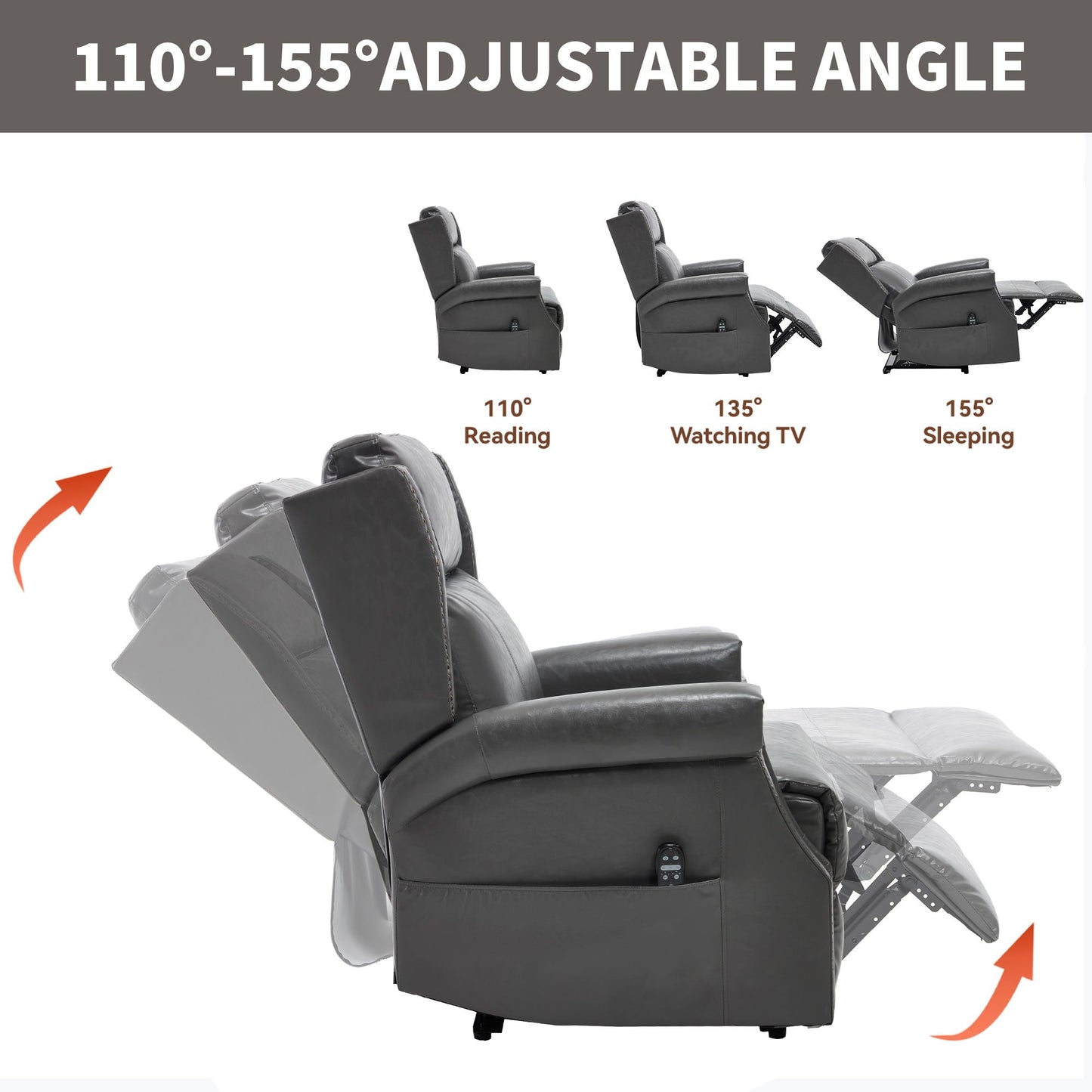 Manual Recliner Chair  With Heavy Duty Motion Mechanism, 8 Vibrating Nodes And 3 Massage Modes For Living Room