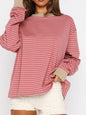 Striped Oversized Round Neck Sweatshirt