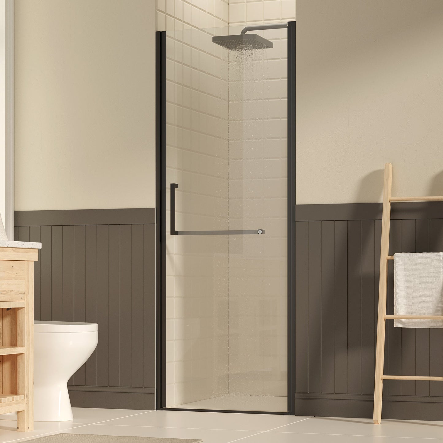 27-28" W × 72" H Frameless Pivot Shower Door