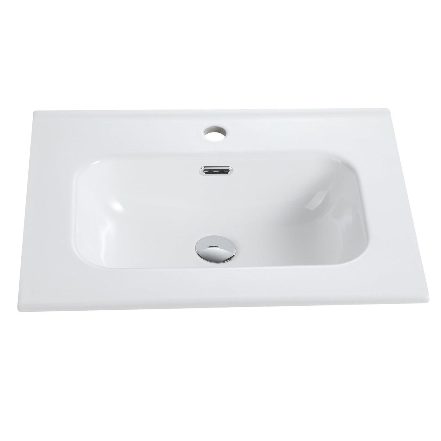 Glossy White Ceramic Integrated Sink