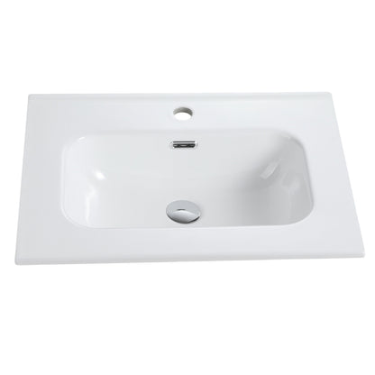 Glossy White Ceramic Integrated Sink