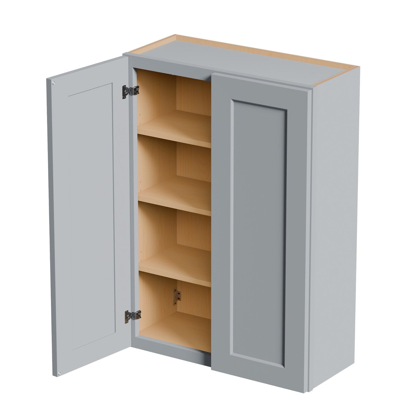 Gray Shaker Solid Wood Wall Cabinet with Soft-Close Doors