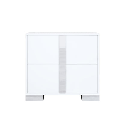 Elegant Nightstand with Metal Foot