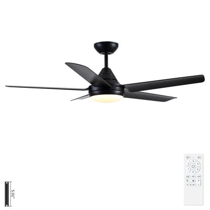 Ceiling Fan With Lights And Remote Control, Reversible DC Motor, 6 Speeds, 3 Cct Dimmable LED, Quiet Timer For Indoor - Black
