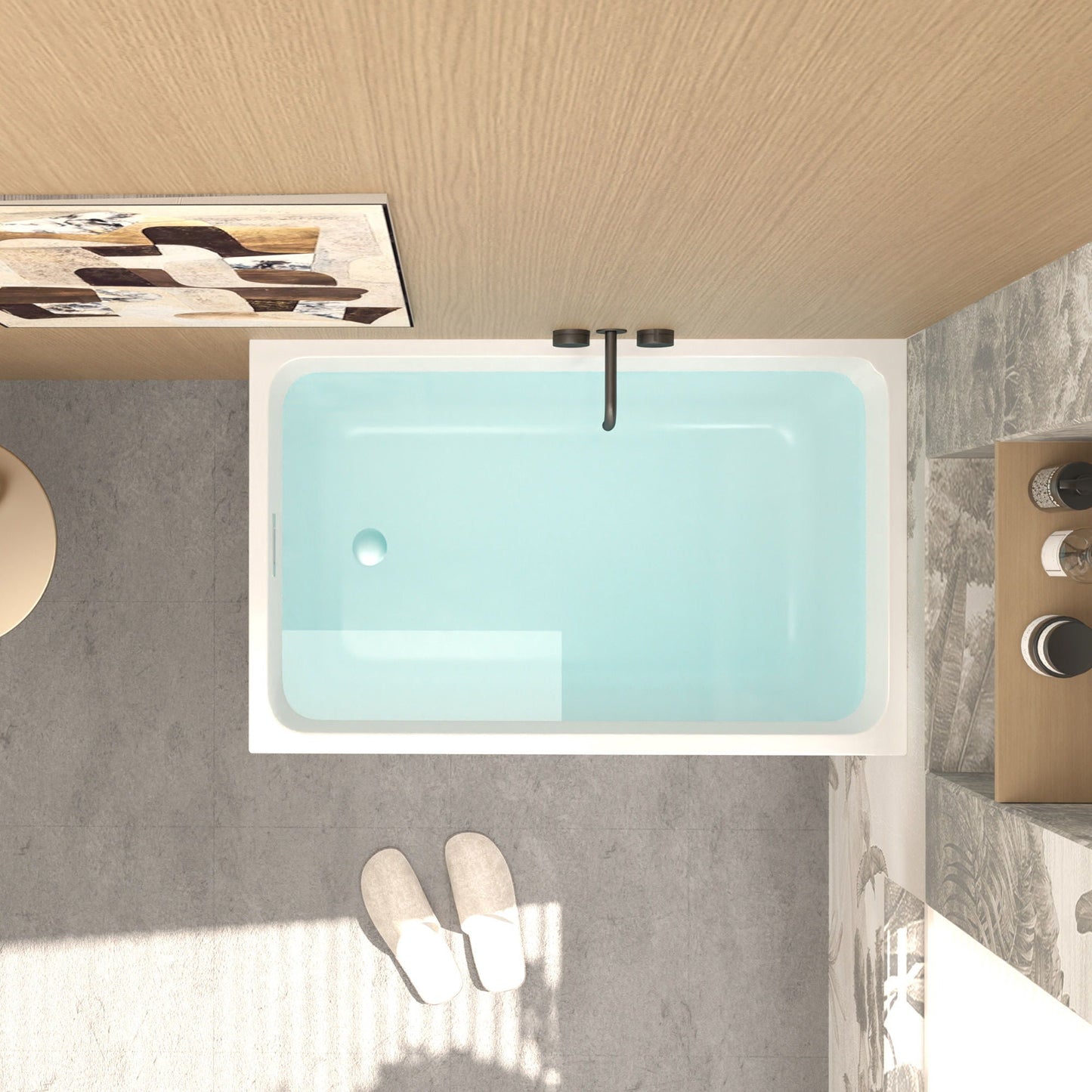 Freestanding Bathtub With Drain, Rectangular Shape