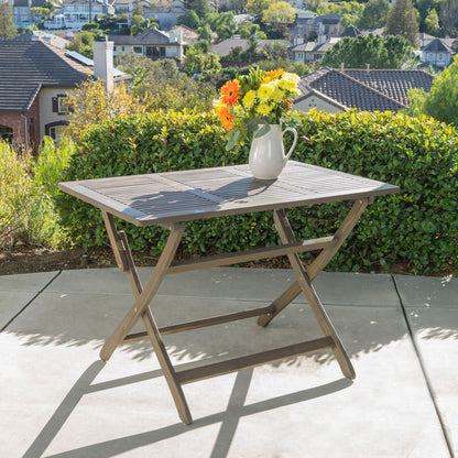 Blissique Outdoor Foldable Wood Dining Table With Slat Design