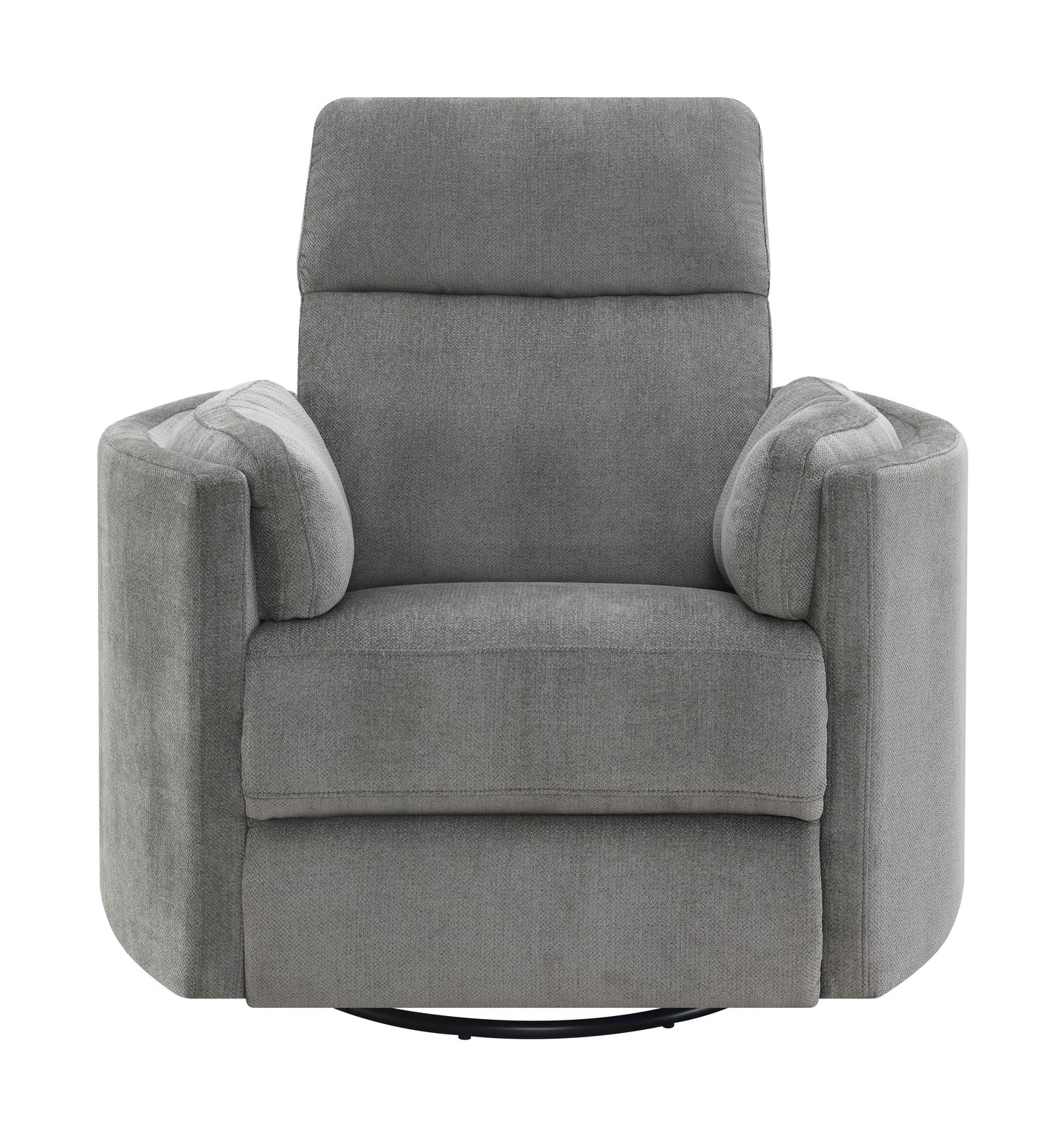 Sagen Charcoal Chenille Glider Recliner with Swivel