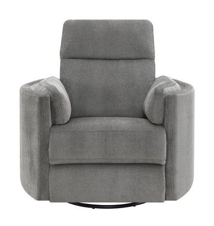 Sagen Charcoal Chenille Glider Recliner with Swivel