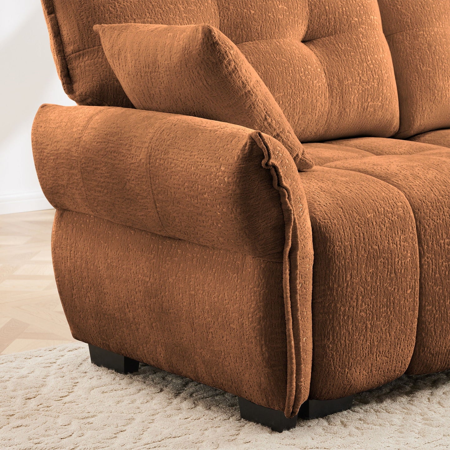 Modern Sofa & Pillows, Textured Cover, High Rebound Cushions