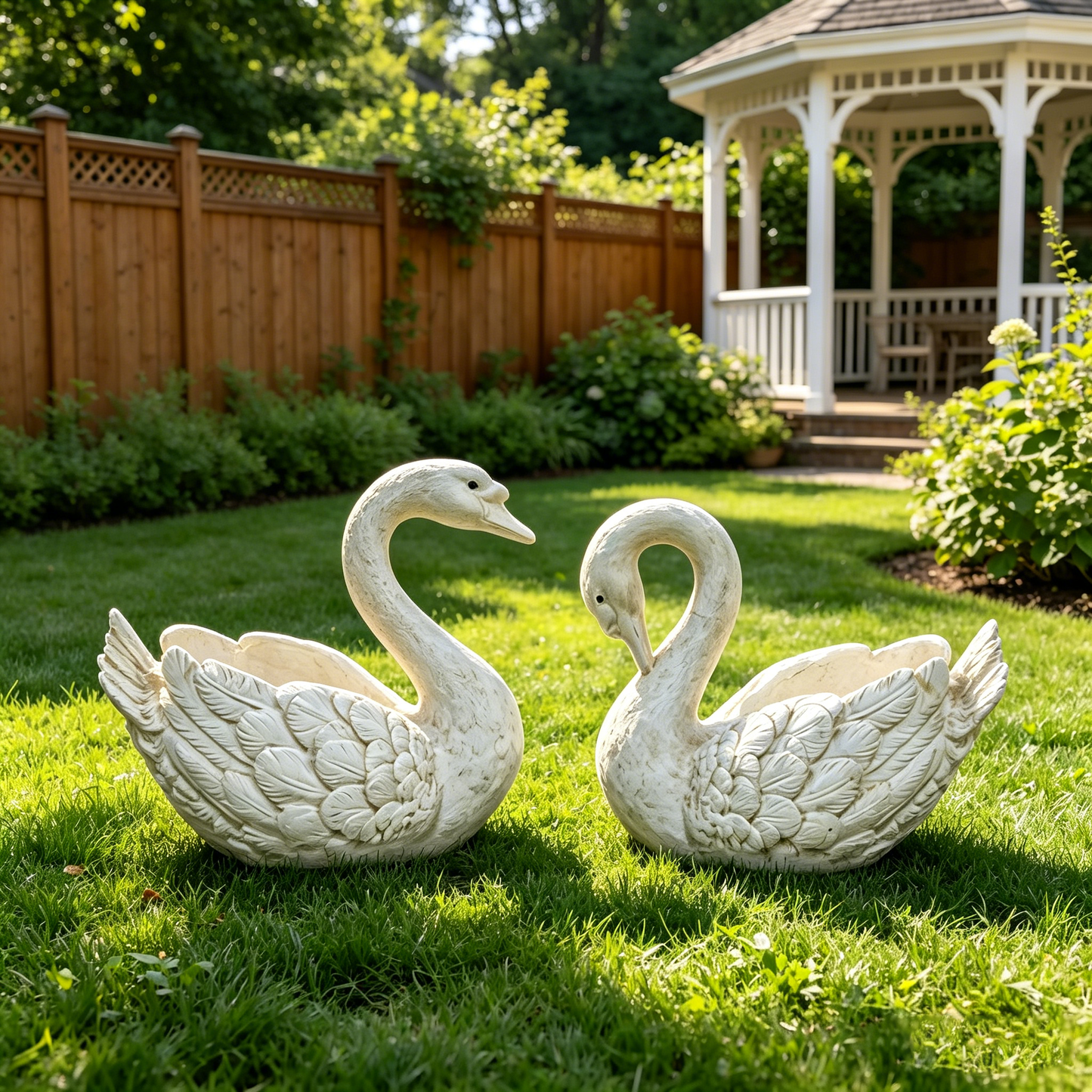 12.6'' Tall Swan Sculpture Planter
