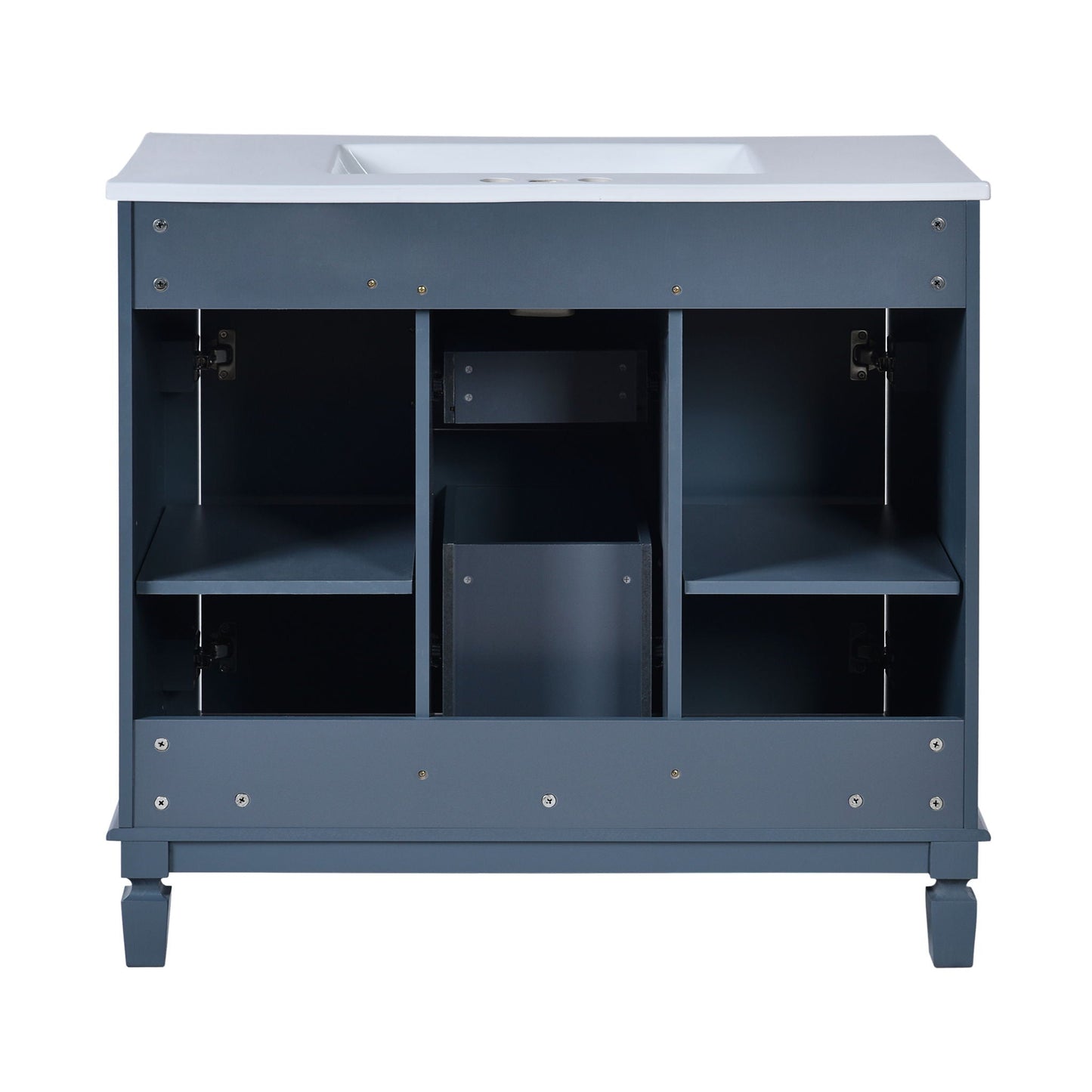 36" Bathroom Vanity With Ceramic Sink and Soft-Close Doors - Blue