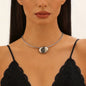Smooth Oval Pendant Necklace Minimalist Magnetic Snake Bone Chain